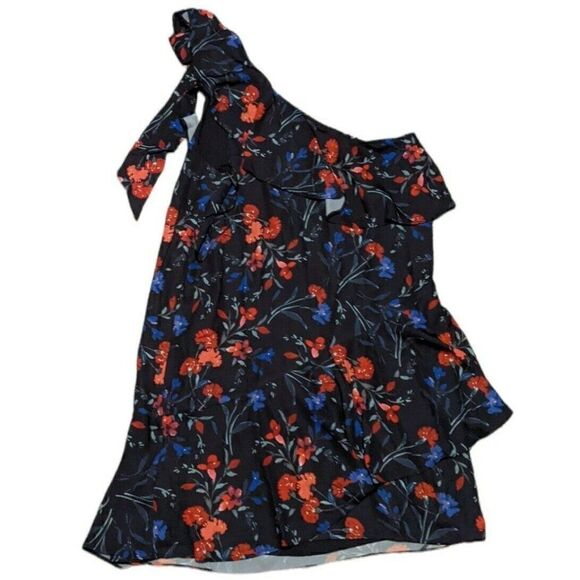 Parker Abrico One-Shoulder Ruffle Shift Dress Black Floral Print XS NWT $345 - Picture 2 of 7